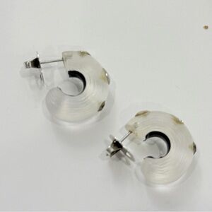 Alexis Bittar Clear Lucite Hoop Earrings with Silver Posts